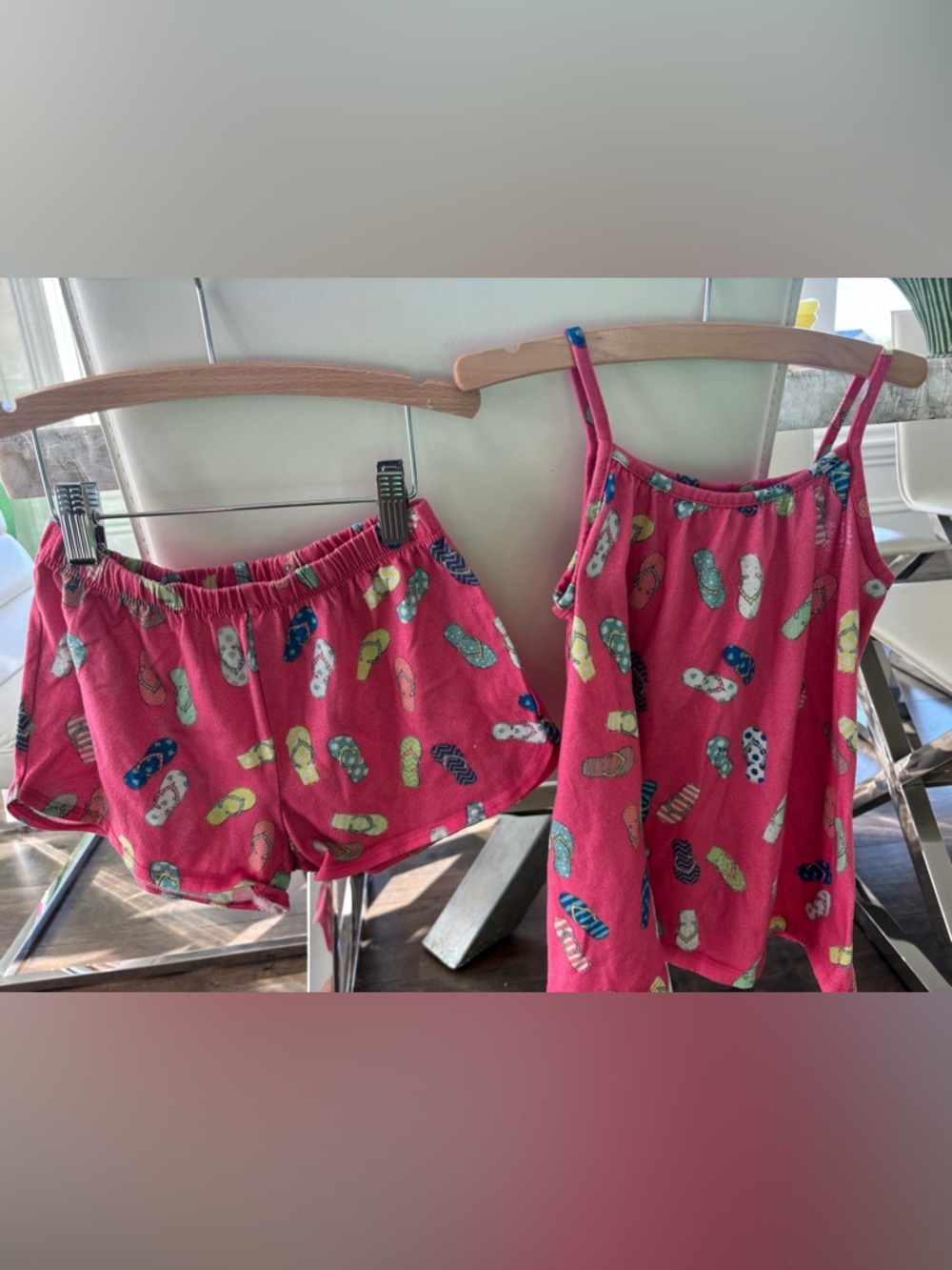 The Children's Place Hot Pink Flip-Flop Print Pajama Set